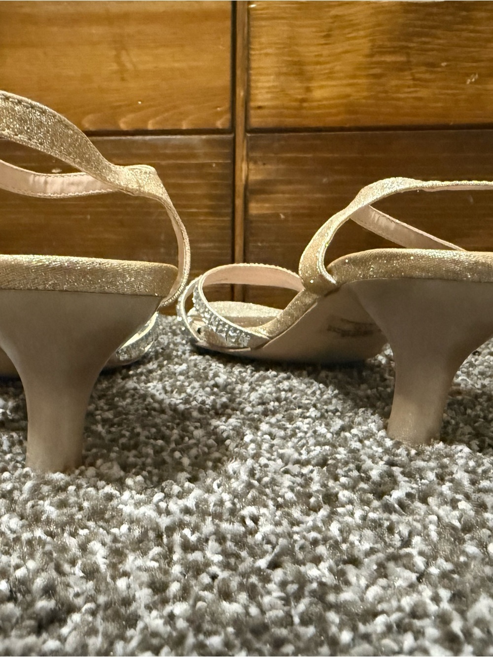 Sparkle Strappy Ankle-Heel Sandals in Champagne Glitter - Picture 5 of 7